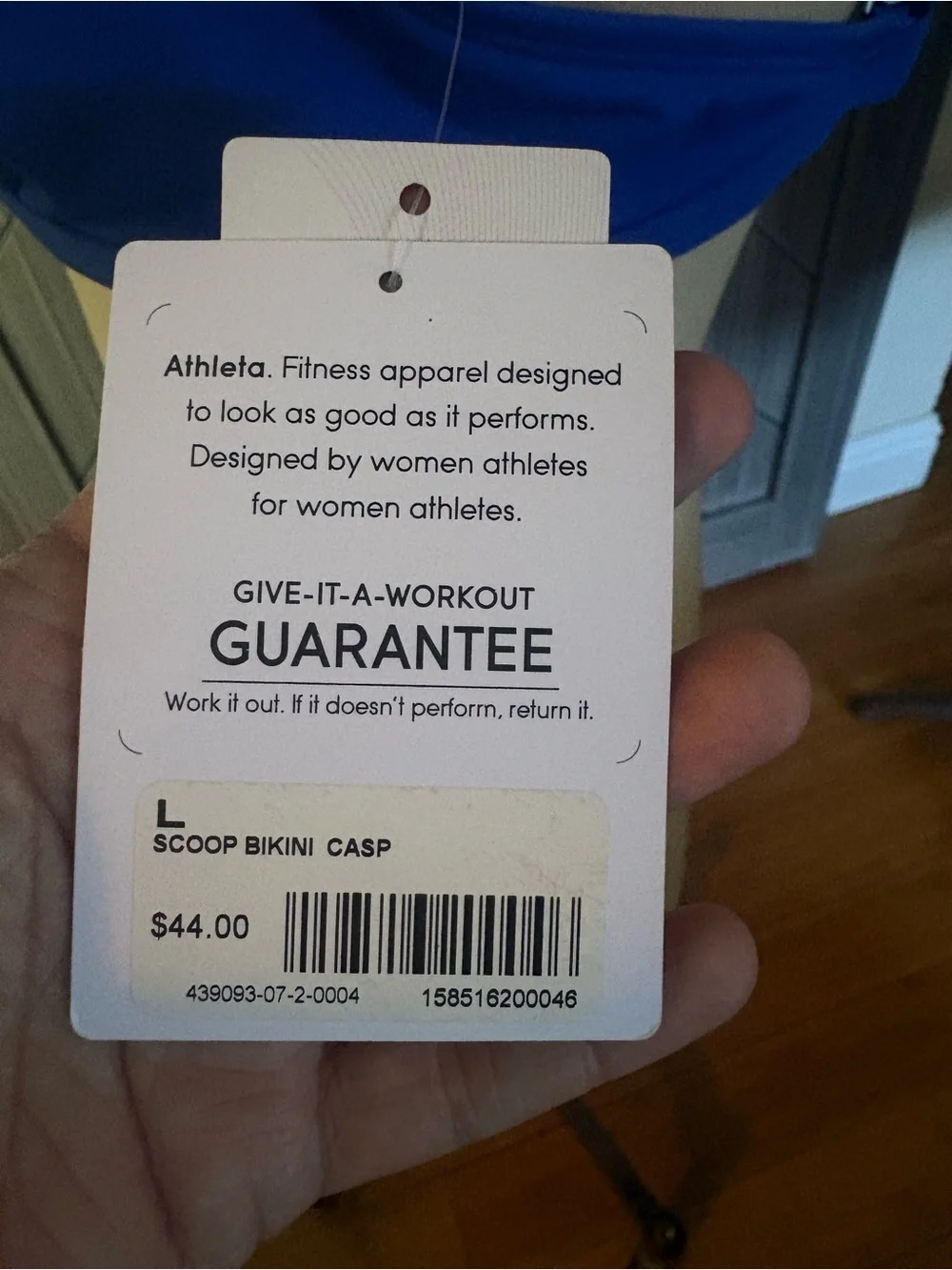 NWT Athleta Scoop Bikini Casp Swim Top Royal Blue Criss Cross Back Size Large